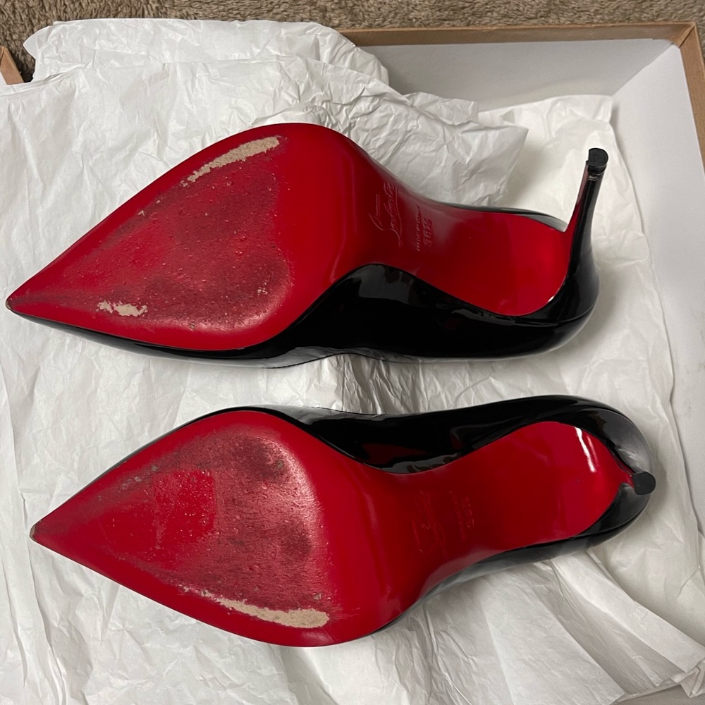 Christian Louboutin ‘Hot Chick’ 100mm Black Patent Leather Pumps US 9.5 EU 38.5 - Picture 6 of 12